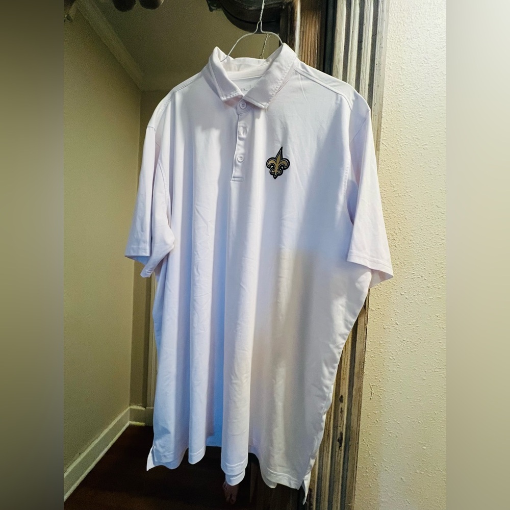 Saints Antigua Classic White Polo 2XL with Fleur De Lis Design